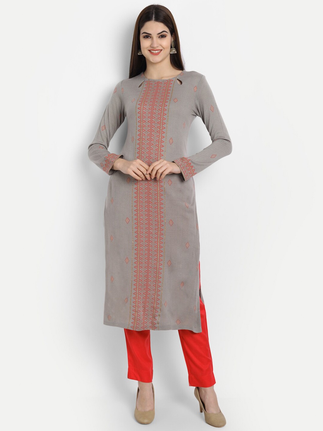 

SUTI Women Grey Printed Kurta