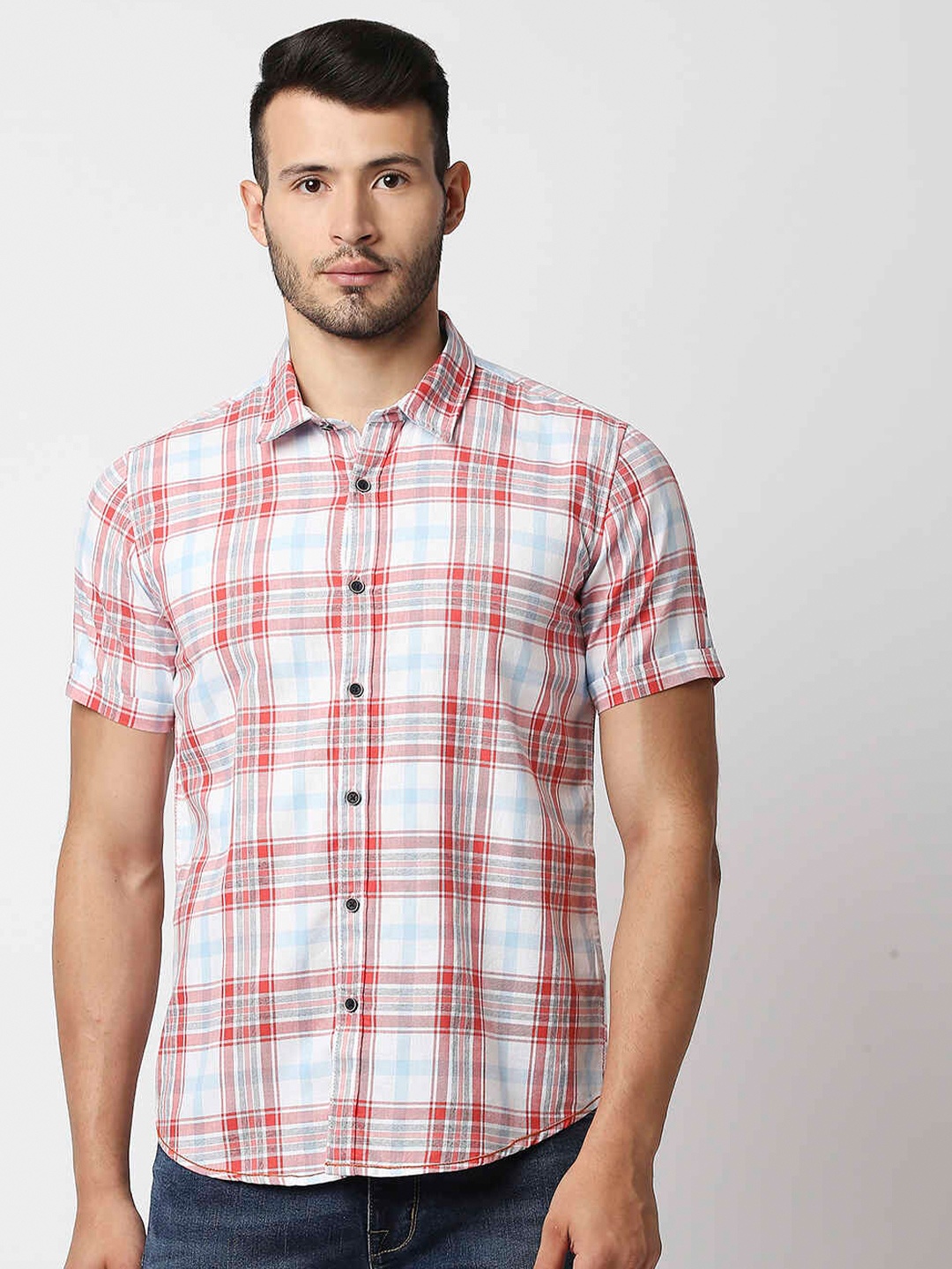 

Pepe Jeans Men Red Tartan Checks Checked Casual Shirt