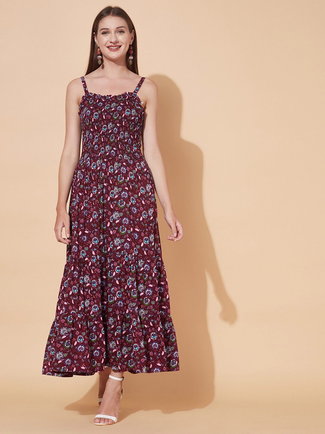 

FASHOR Burgundy Floral Maxi Dress