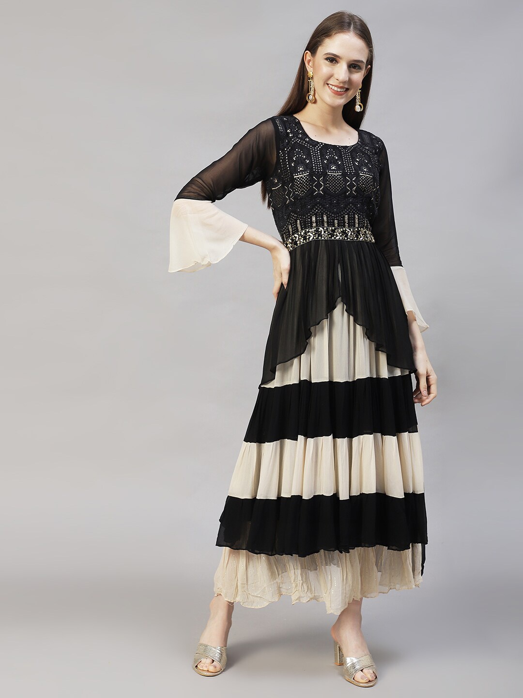 

FASHOR Black Georgette Maxi Dress