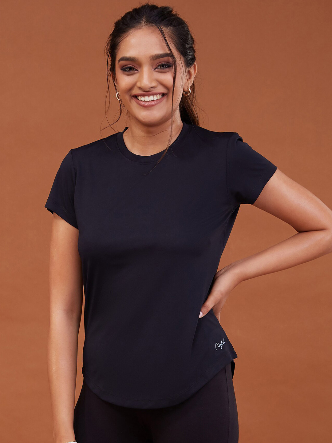 

Nykd Women Navy Blue Dry Tech T-shirt