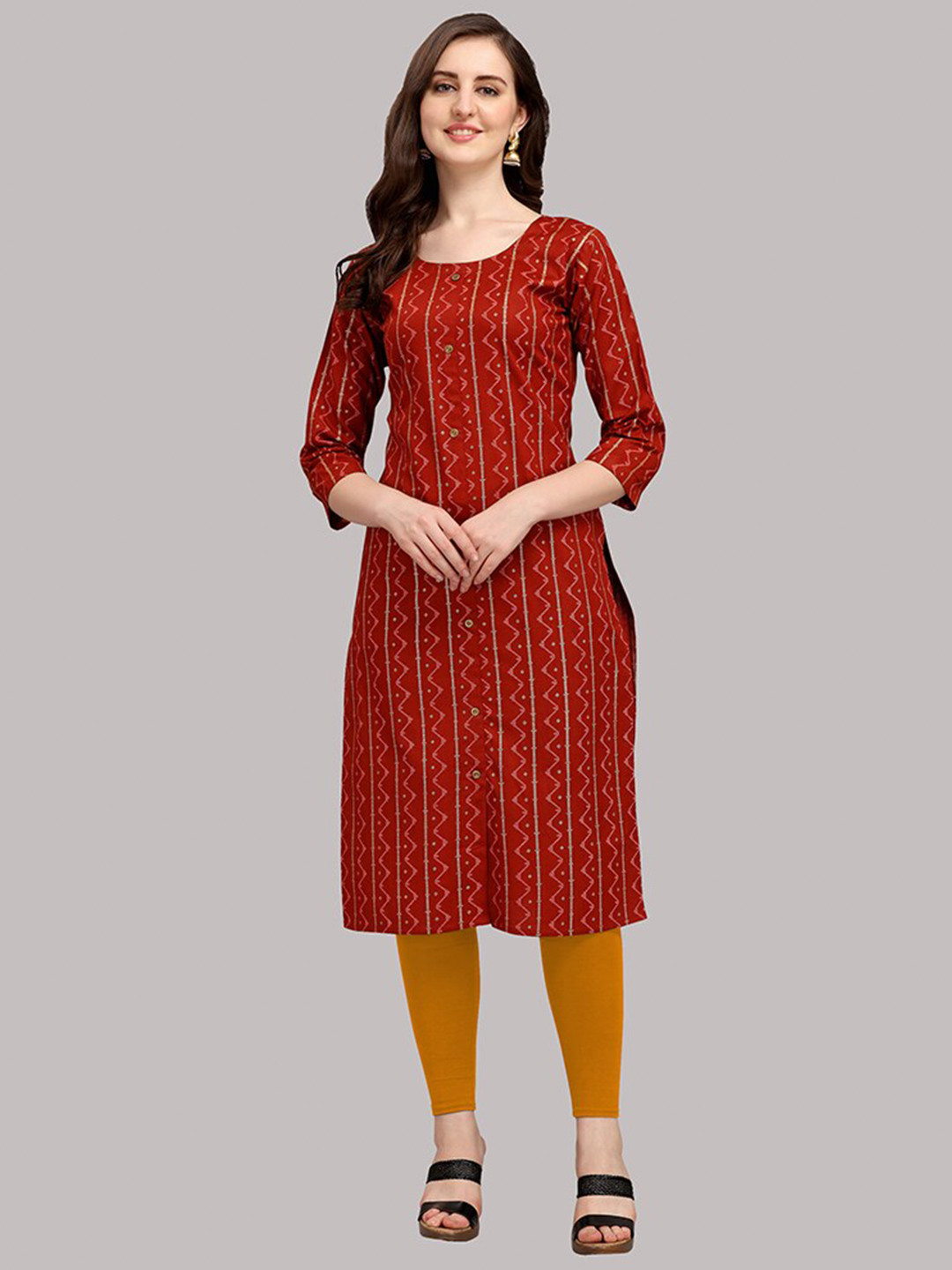 

DEETYA ARTS Women Red Printed Kurta