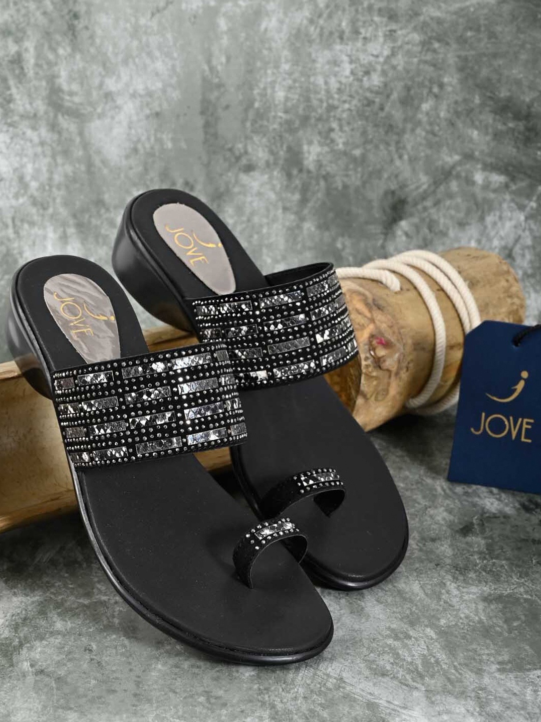 

Jove Women Black Ethnic One Toe Flats