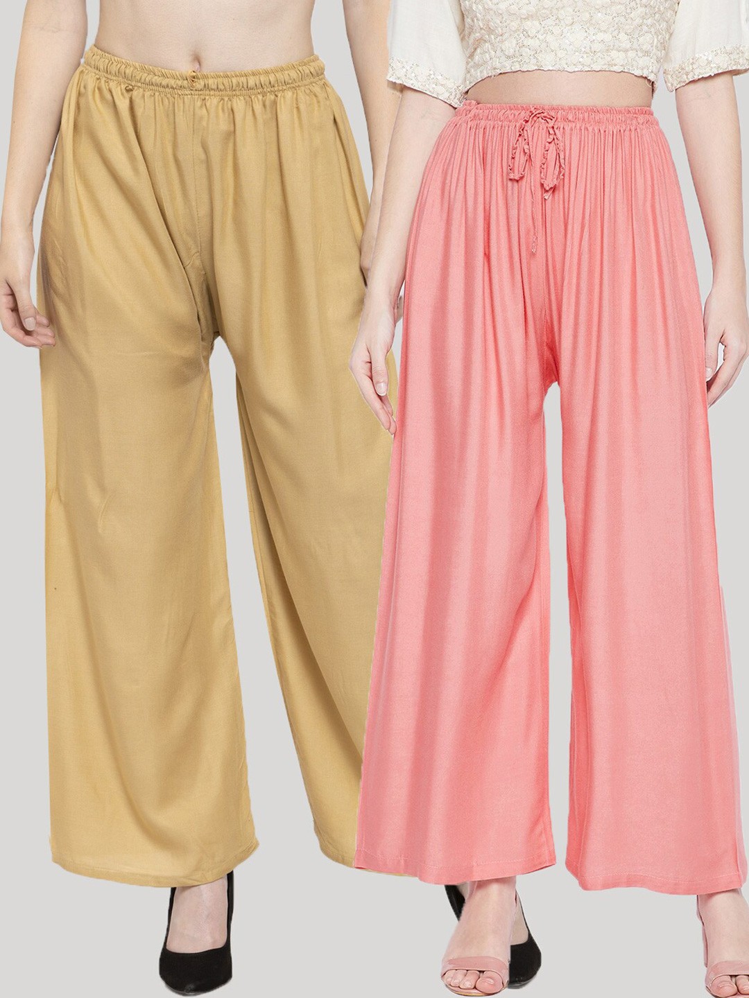 

Clora Creation Women Pack of 2 Pink & Beige Palazzos