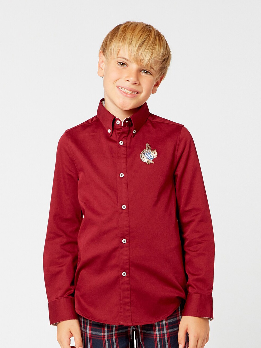 

One Friday Boys Maroon Comfort Casual Cotton Shirt