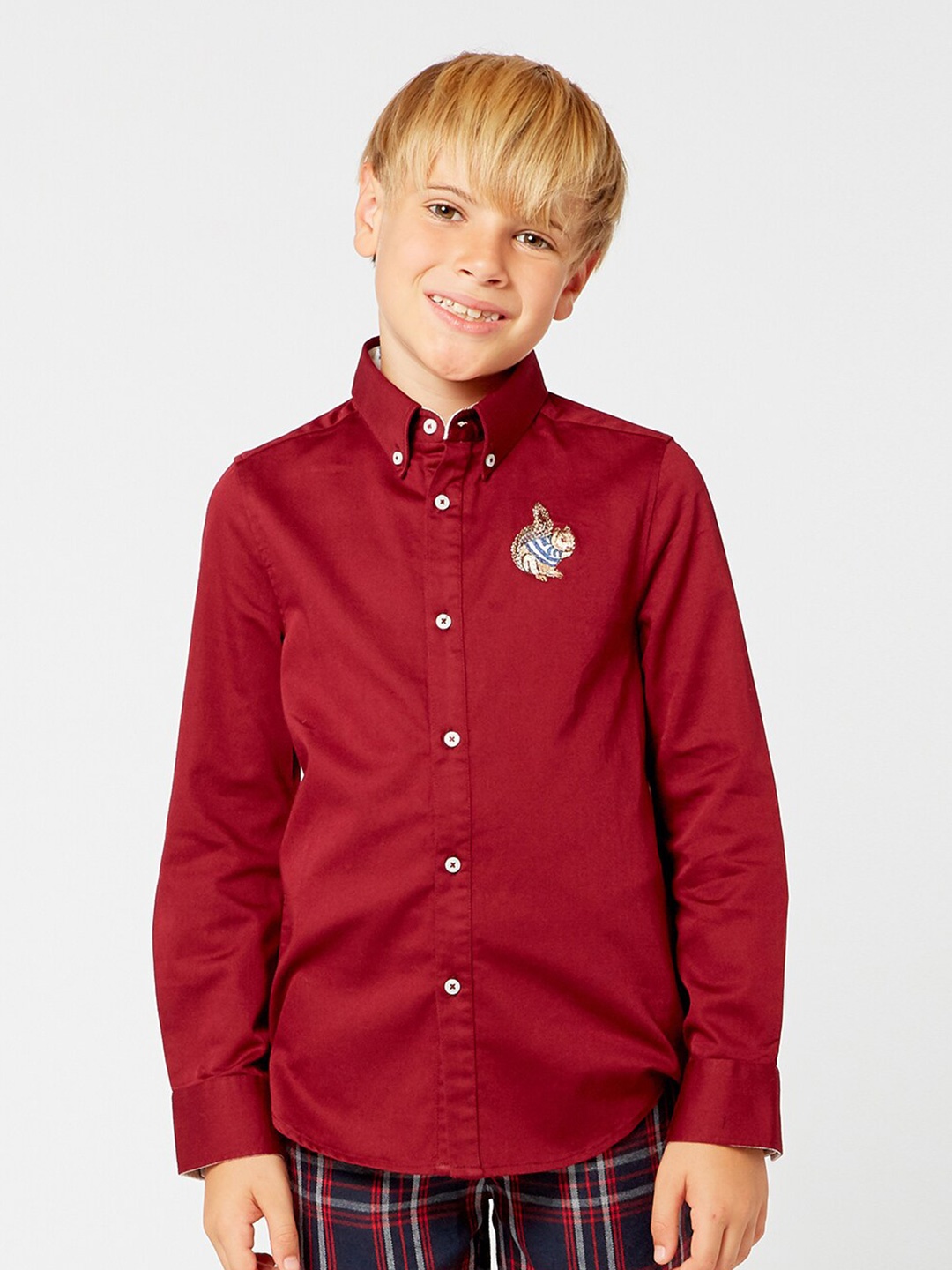 

One Friday Boys Maroon Comfort Casual Cotton Shirt