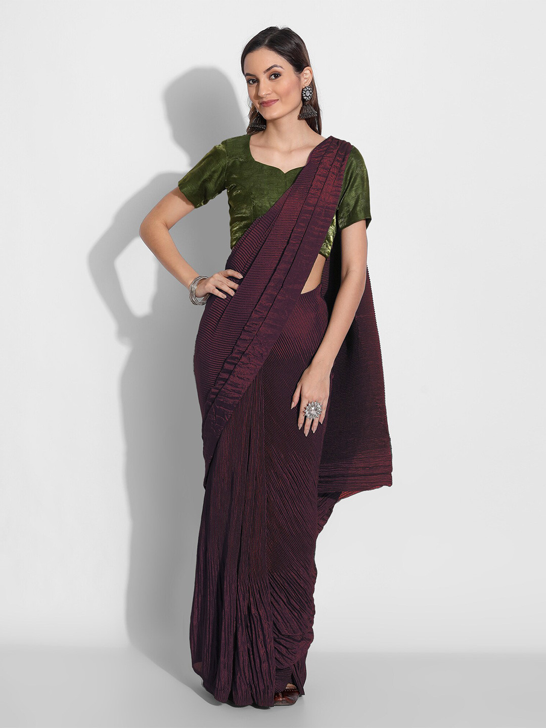 

Grubstaker Purple Art Silk Saree