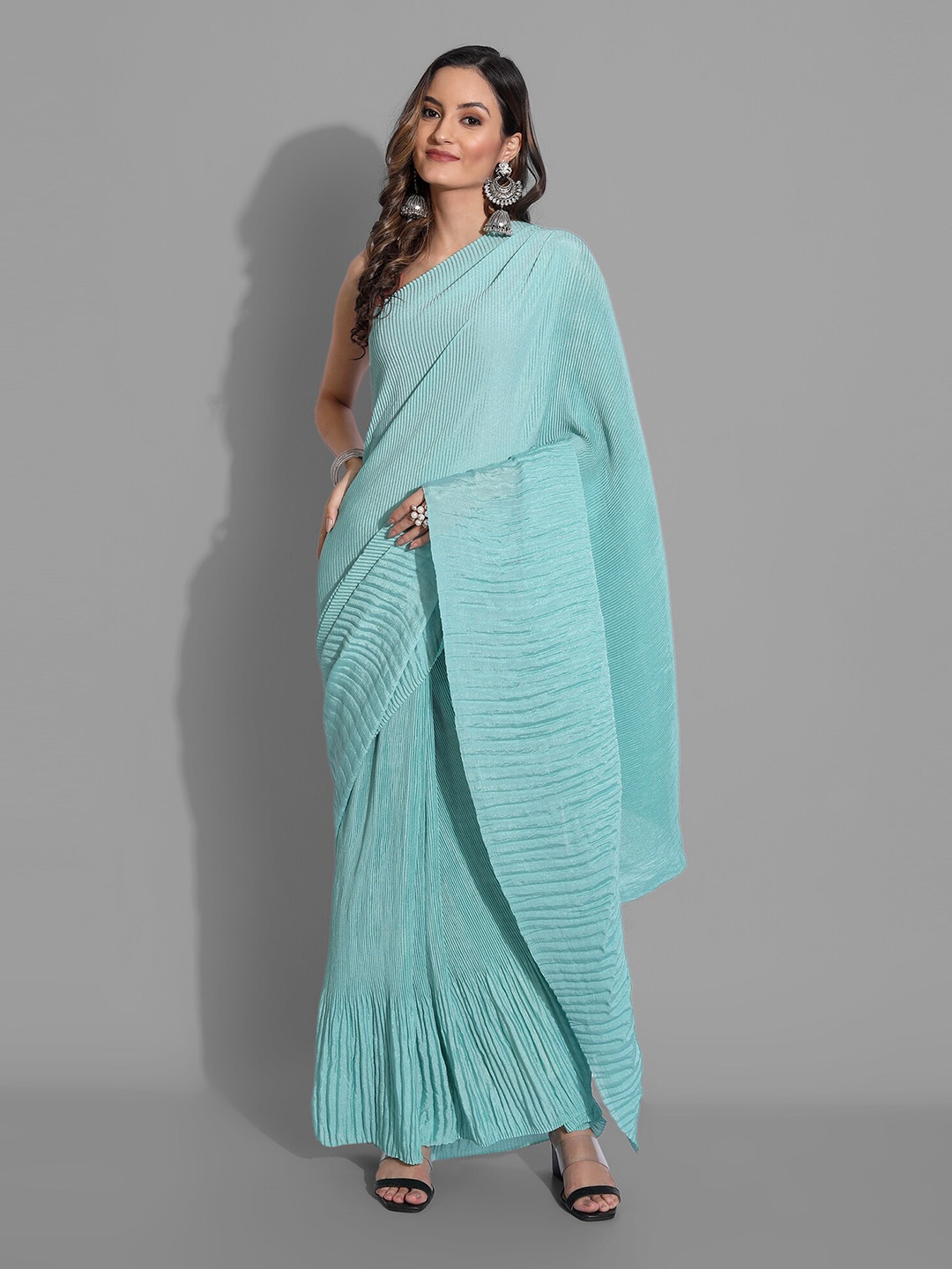 

Grubstaker Blue Art Silk Saree