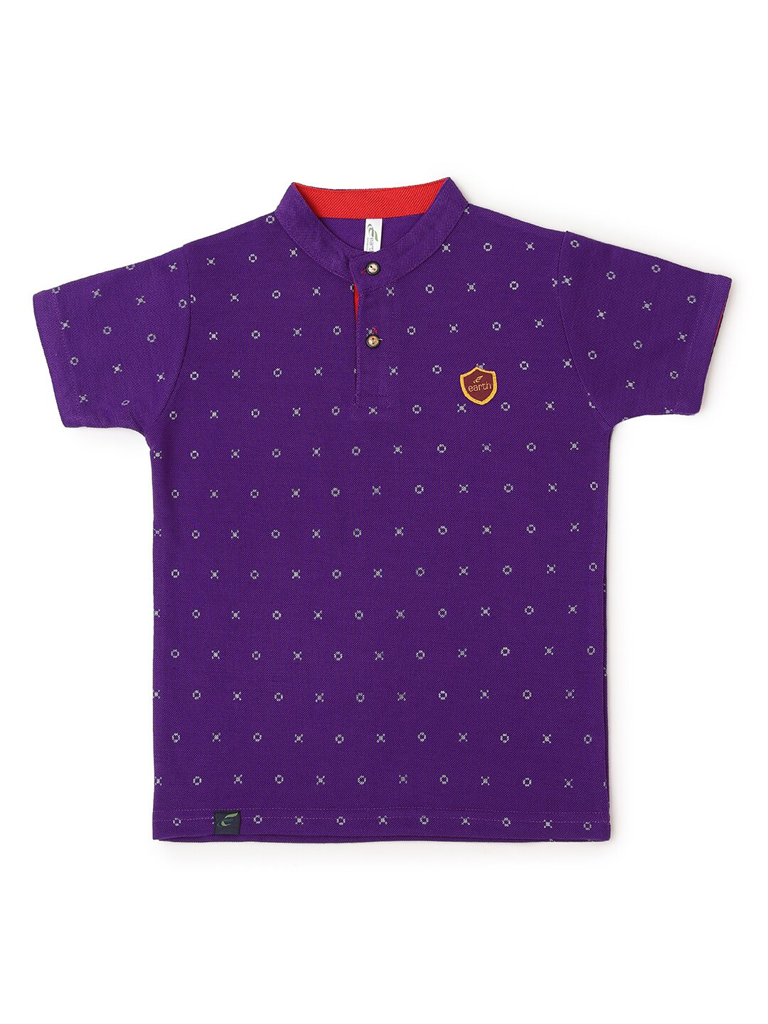 

earth conscious Boys Purple Printed Polo Collar T-shirt