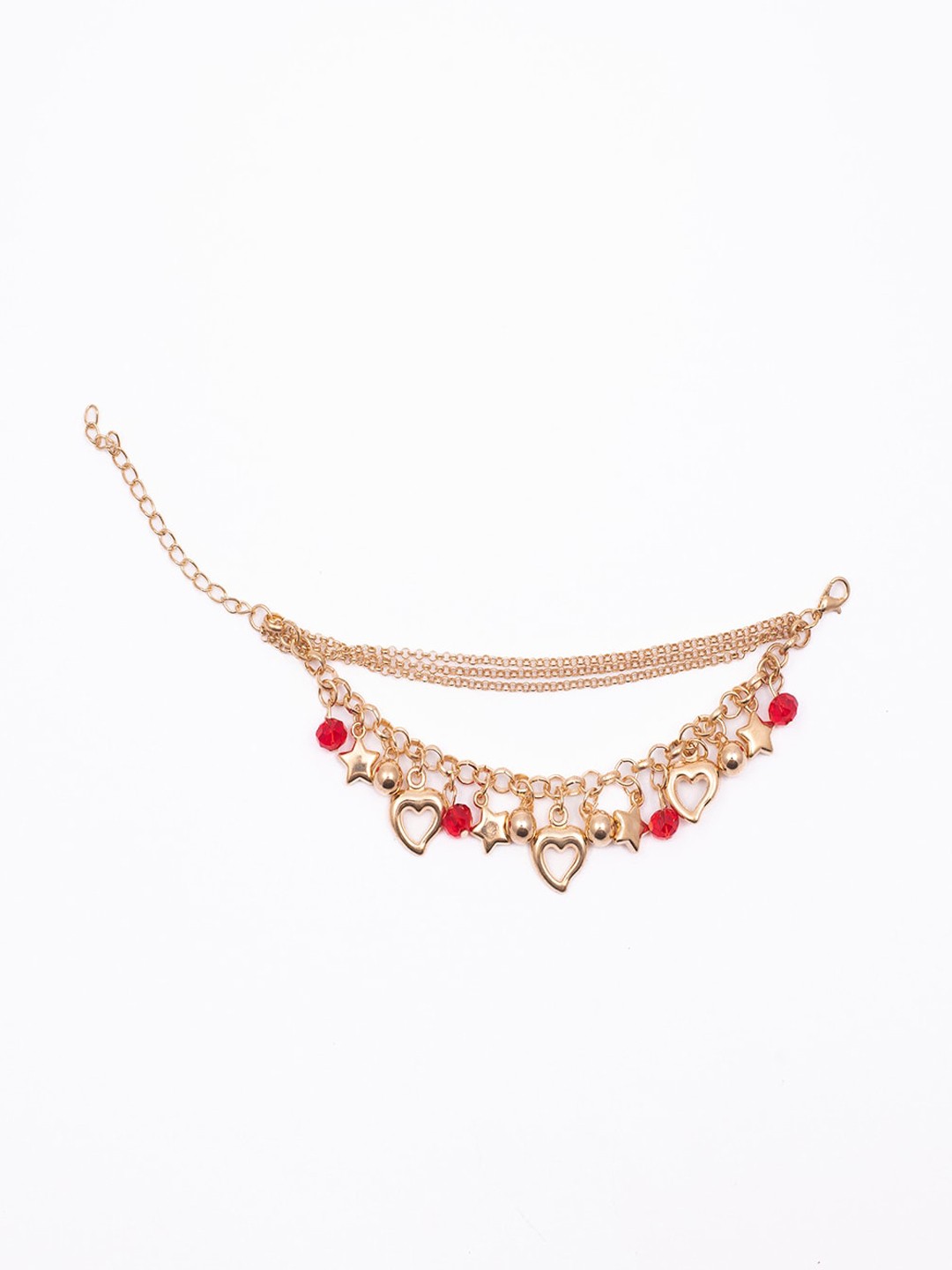 

Jewelz Women Gold-Toned & Red Tasselled Gold-Plated Charm Bracelet
