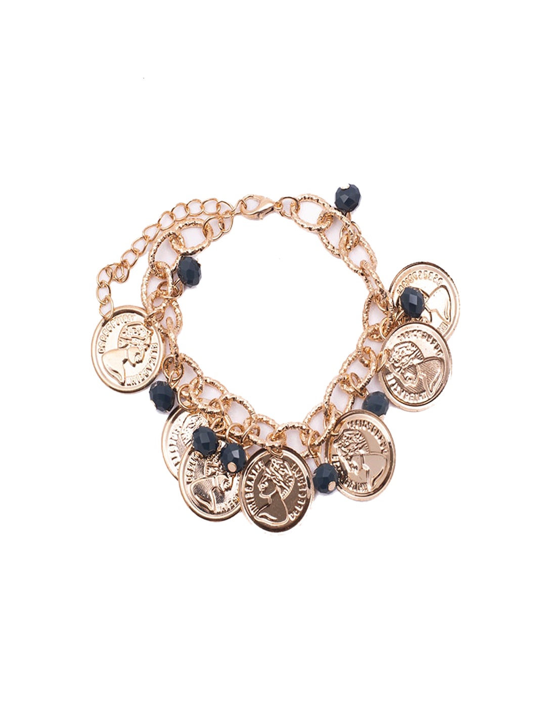 

Jewelz Women Gold-Plated & Black Coin Shape Bracelet