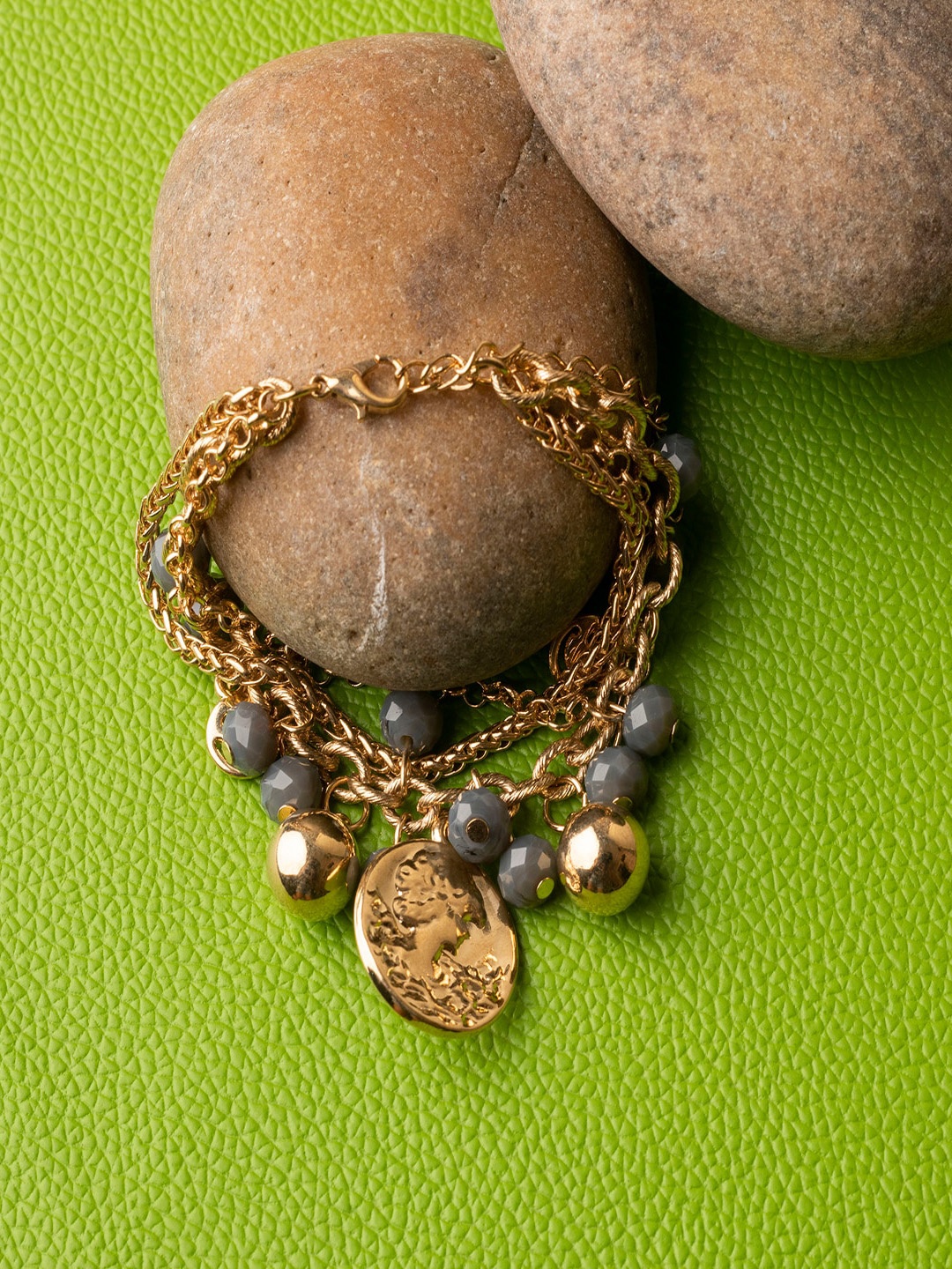 

Jewelz Women Gold-Plated & Grey Charm Bracelet