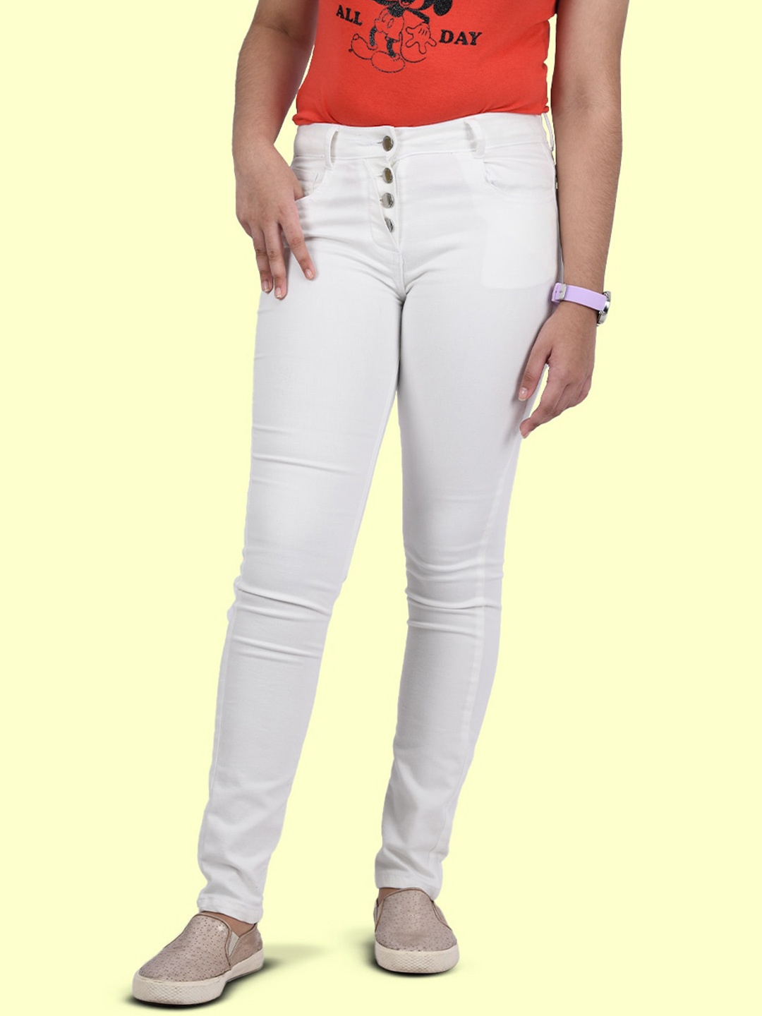 

Zalio Girls White Low Distress Stretchable Jeans
