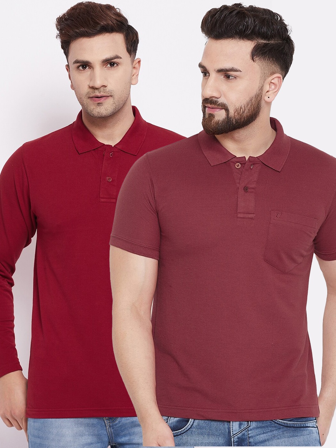 

Camey Men Burgundy Pack Of 2 Polo Collar T-shirt