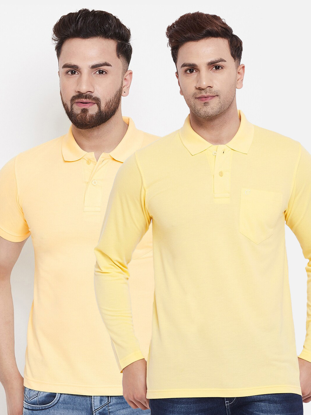 

Camey Men Yellow Pack of 2 Polo Collar T-shirt