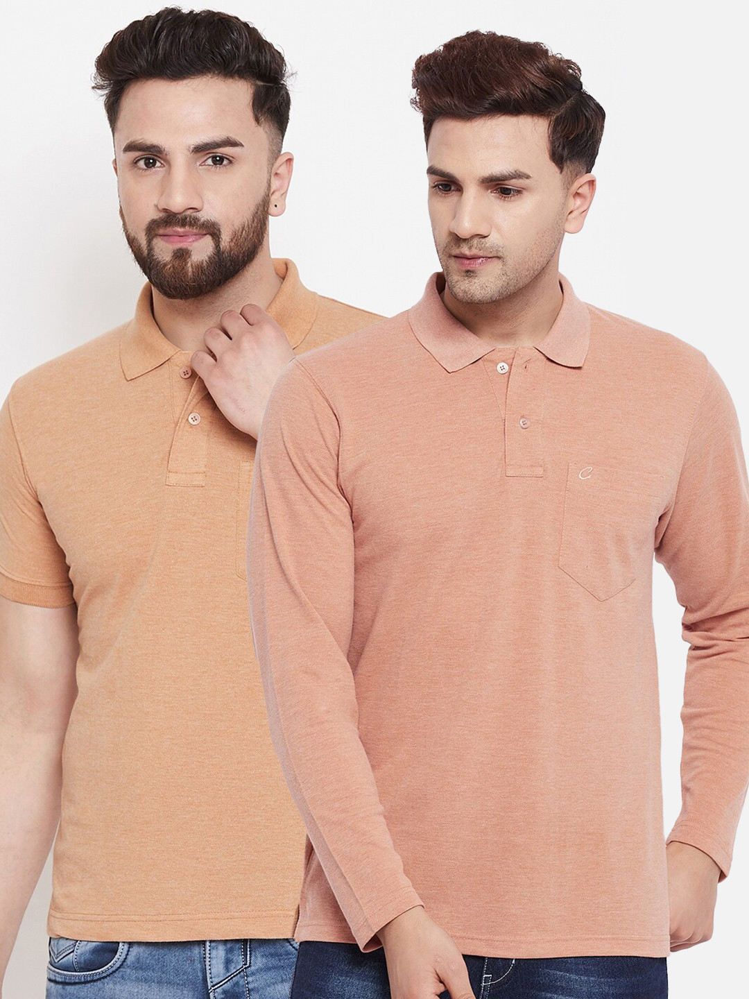 

Camey Men Cream-Coloured Pack of 2 Polo Collar T-shirt