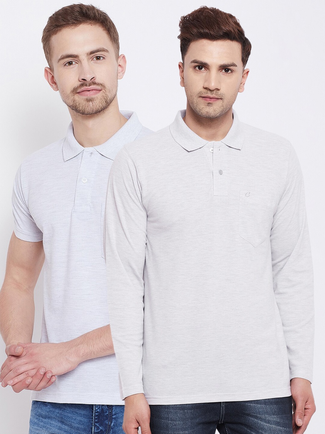 

Camey 2 Men Off White & Grey Polo Collar T-shirt