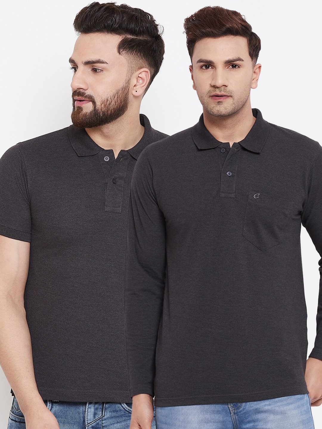 

Camey Men Pack of 2 Charcoal Polo Collar T-shirt