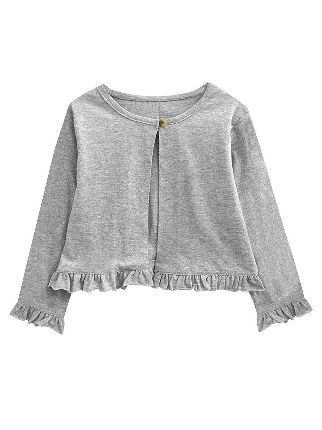 

A T U N Girls Grey Solid Pure Cotton Cardigan