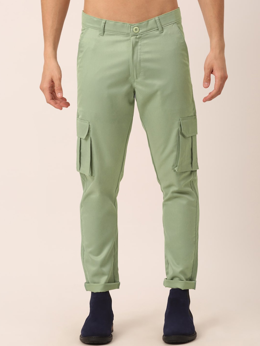 

JAINISH Men Green Smart Slim Fit Easy Wash Cargos Trousers