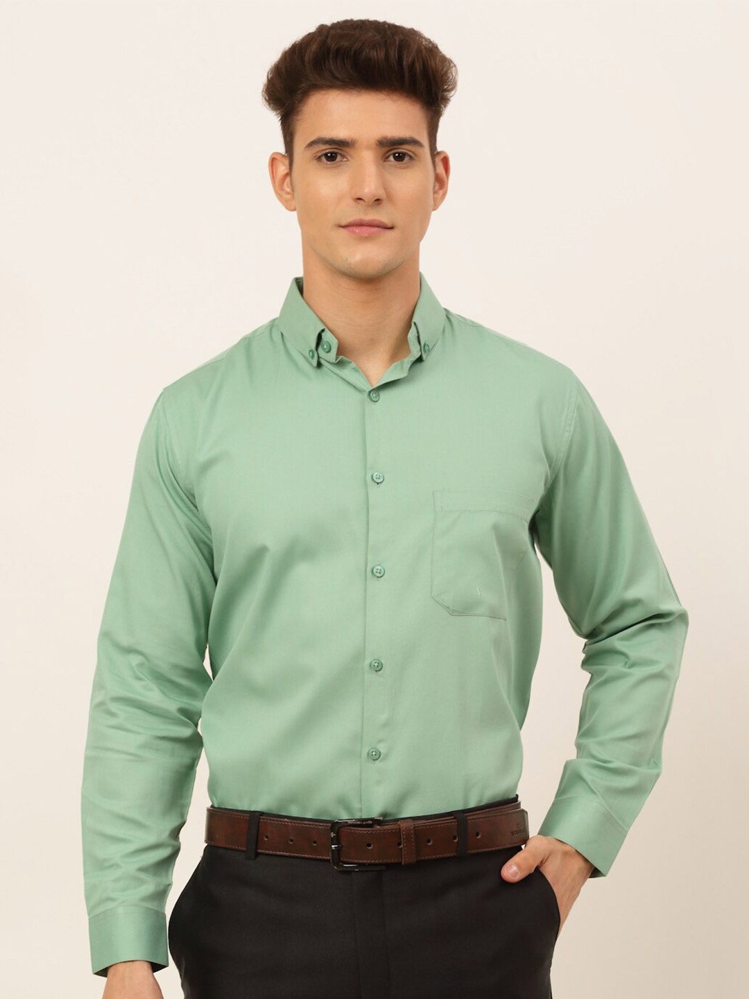 

JAINISH Men Green Classic Formal Shirt