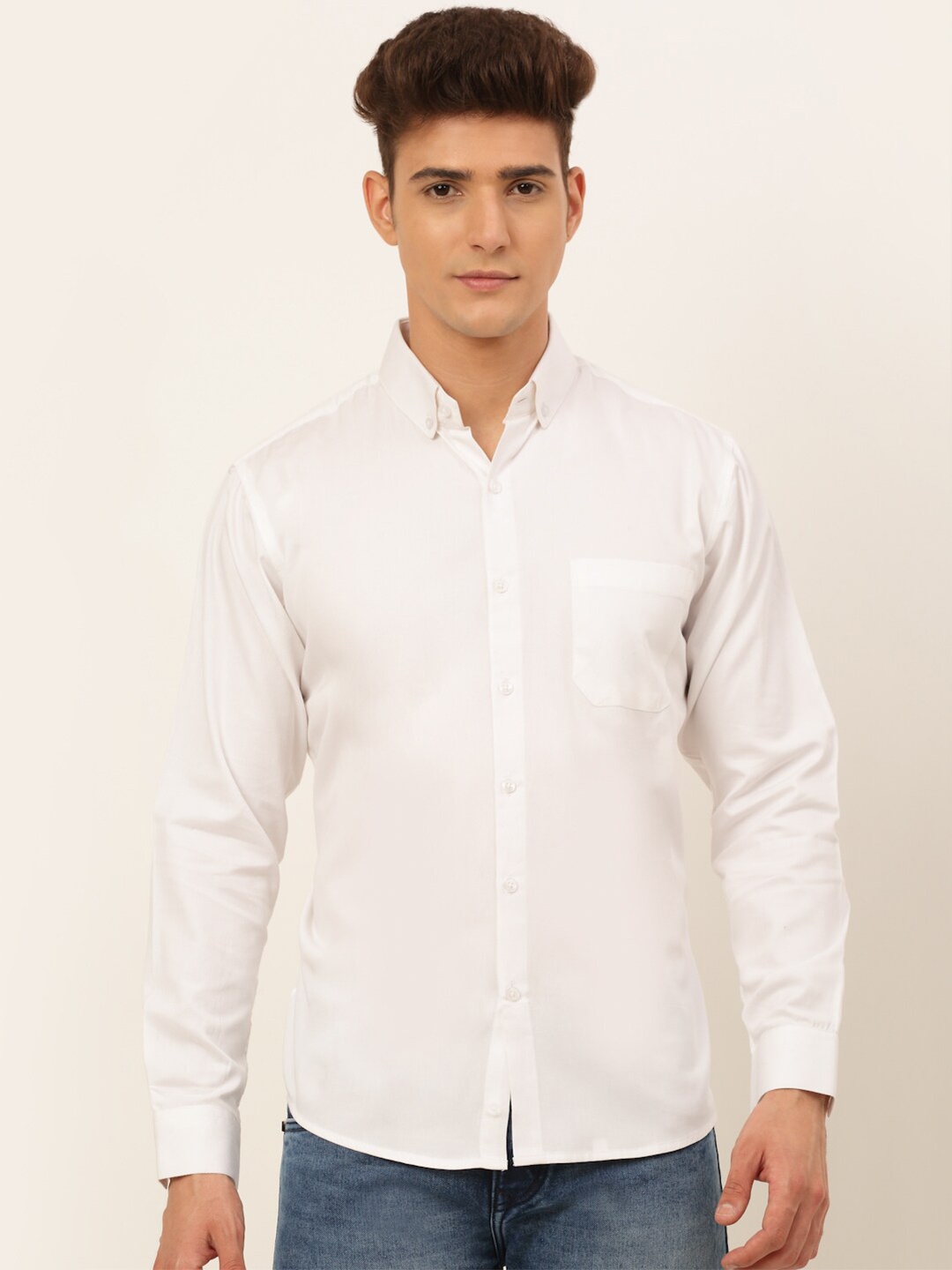 

JAINISH Men Solid White Classic Casual Shirt