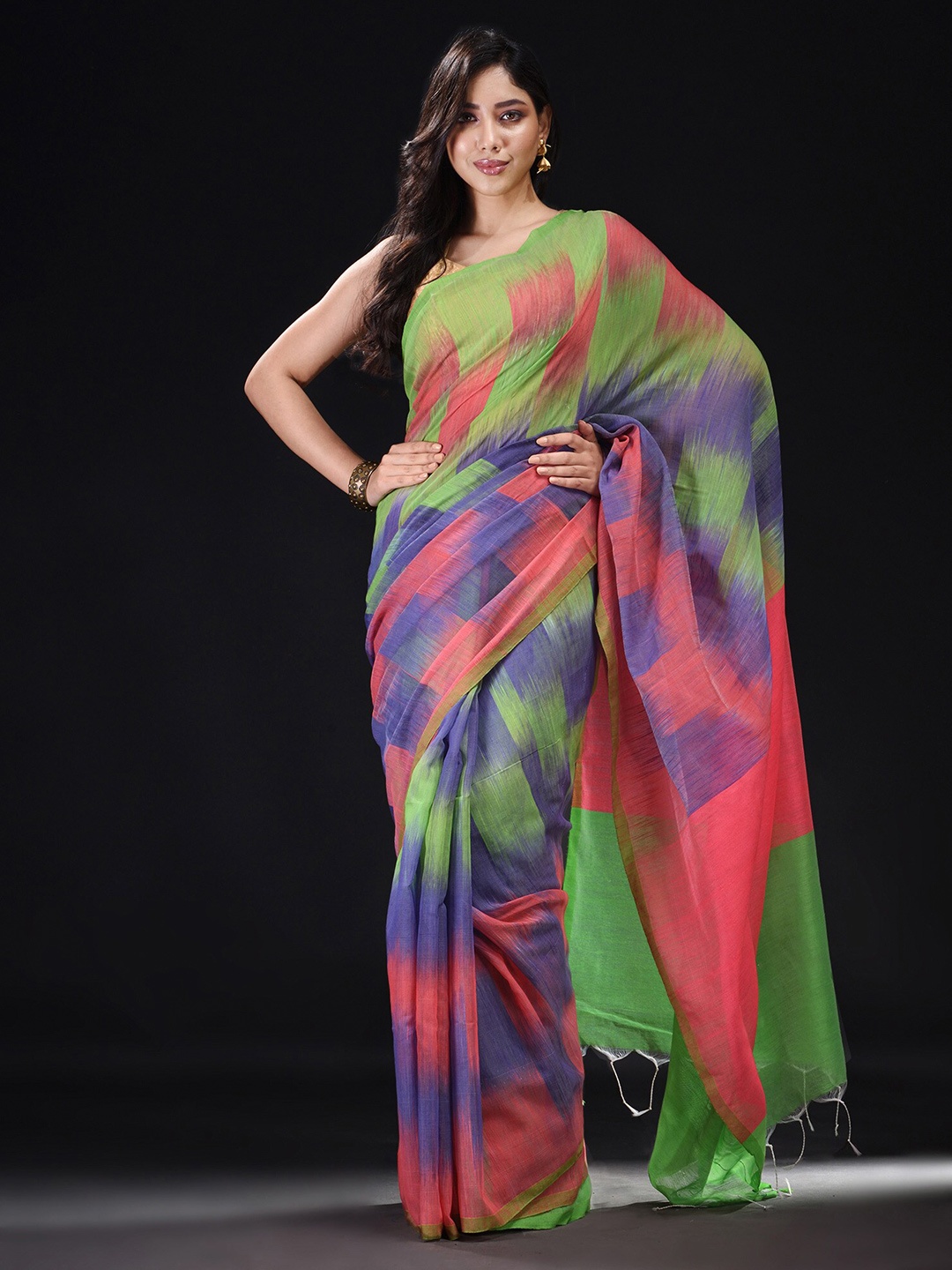 

BEATITUDE Multicoloured Cotton Woven Saree, Multi