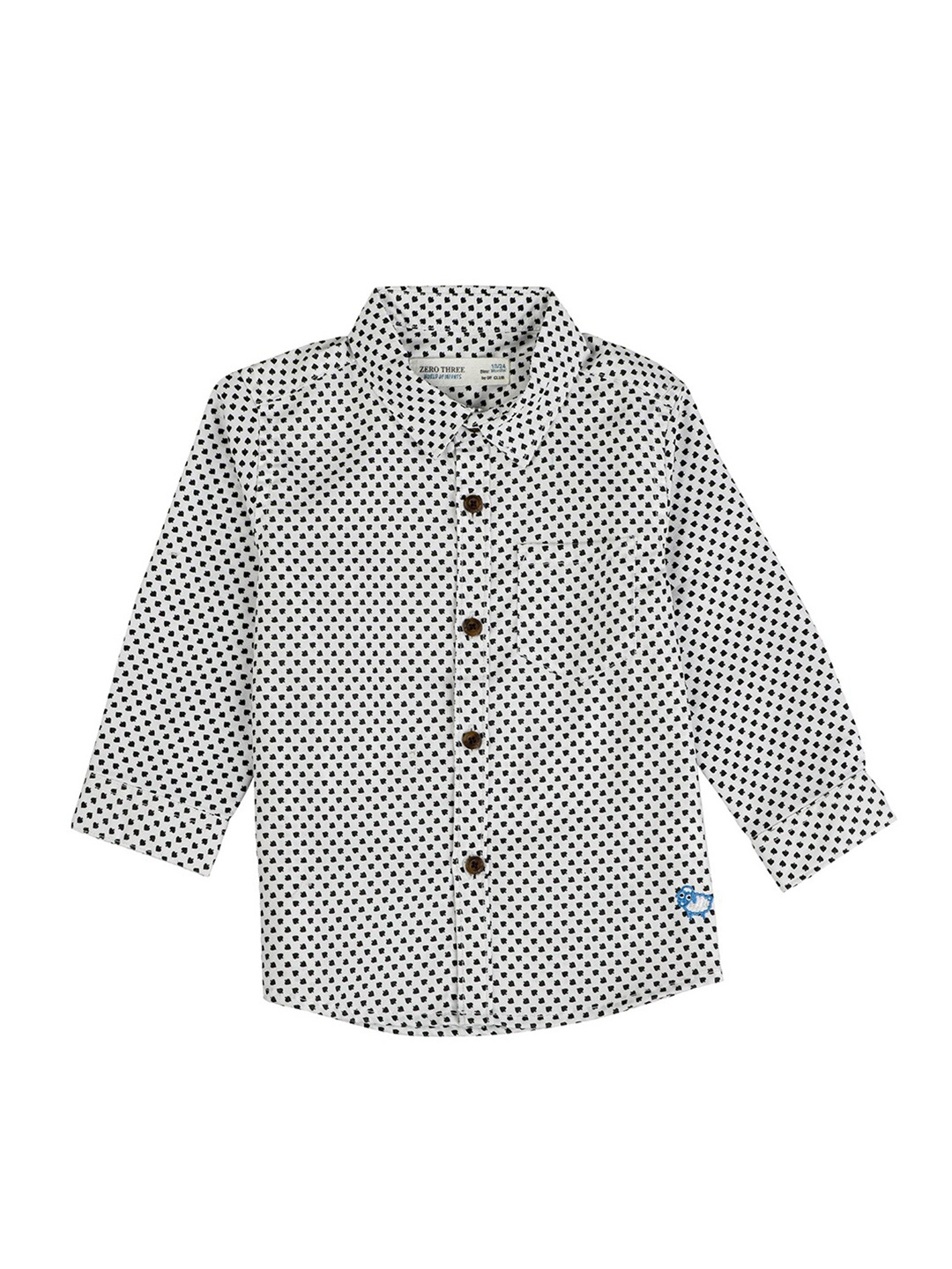 

ZERO THREE Boys White & Black Printed Casual Shirt