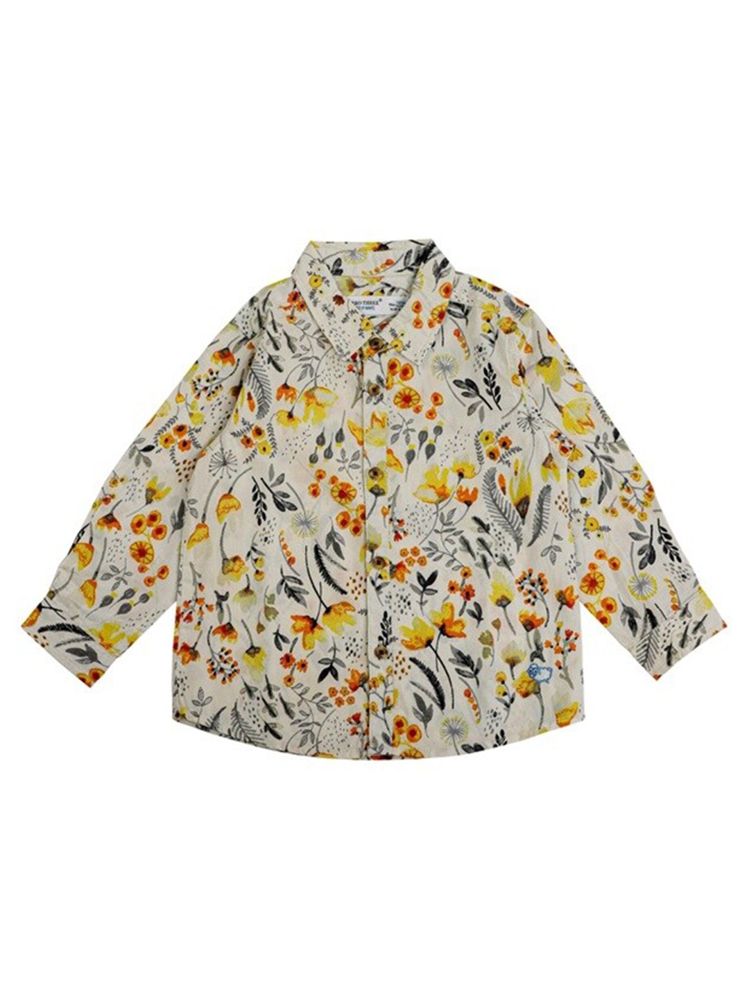 

ZERO THREE Boys Yellow Comfort Floral Printed Cotton Casual Shirt