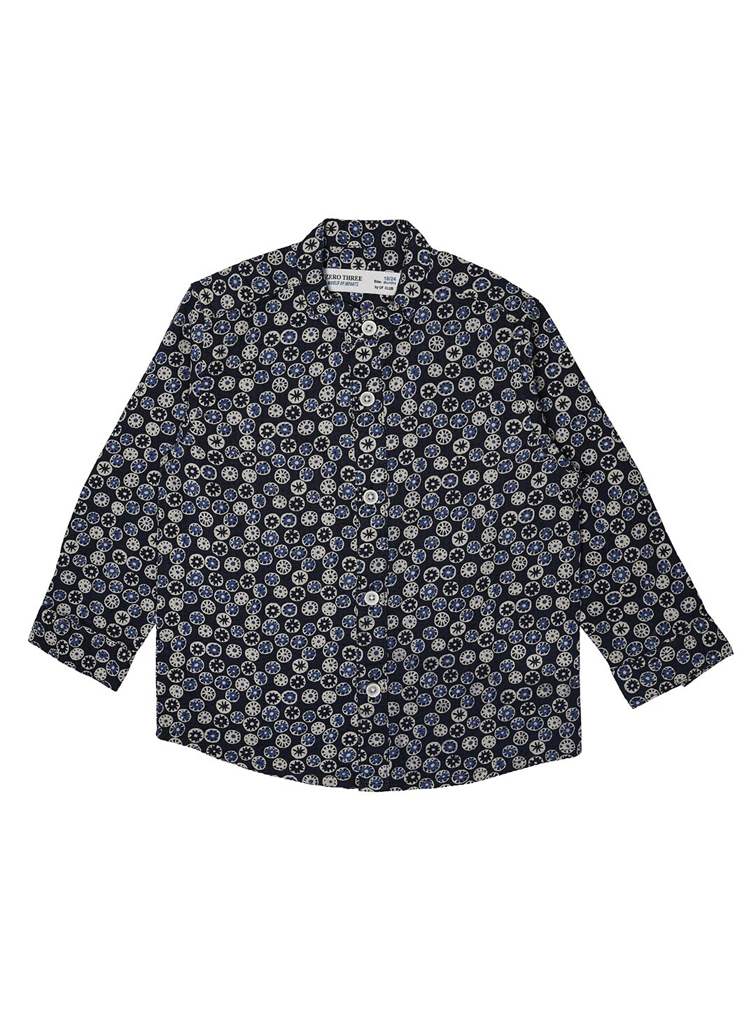 

ZERO THREE Boys Navy Blue Comfort Printed Casual Shirt