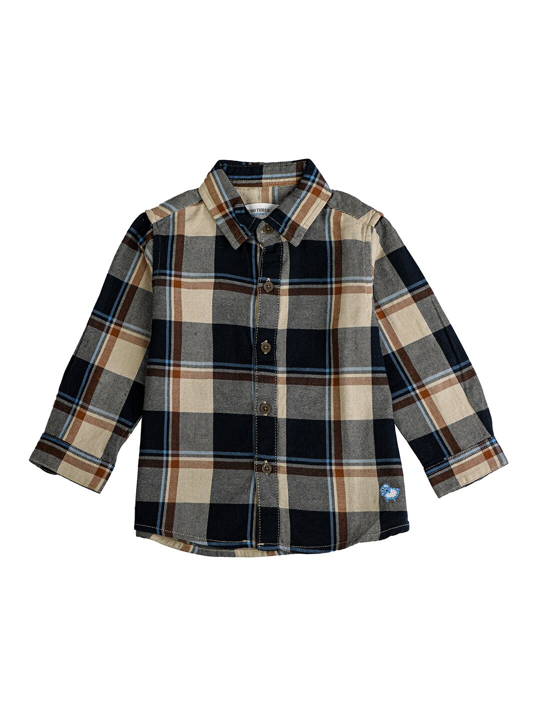 

ZERO THREE Boys Beige Comfort Tartan Checked Casual Shirt