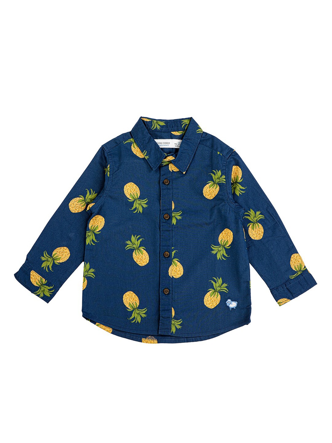 

ZERO THREE Boys Navy Blue Comfort Printed Pure Cotton Casual Shirt