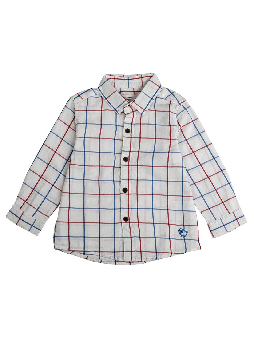 

ZERO THREE Boys White Comfort Windowpane Checks Checked Casual Shirt