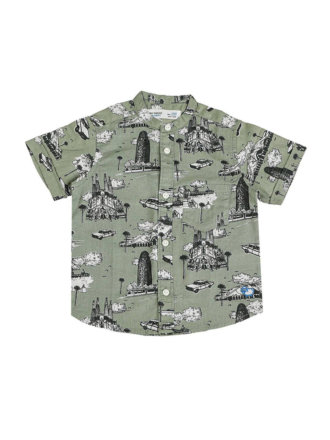 

ZERO THREE Boys Green Comfort Printed Casual Shirt