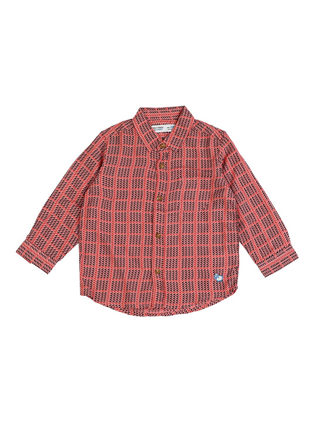 

ZERO THREE Boys Peach-Coloured Comfort Checked Casual Shirt