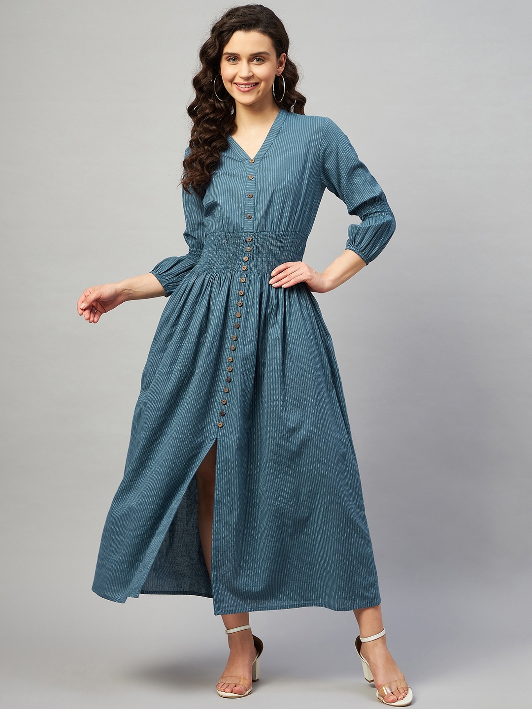 

Aaheli Women Blue A-Line Midi Dress