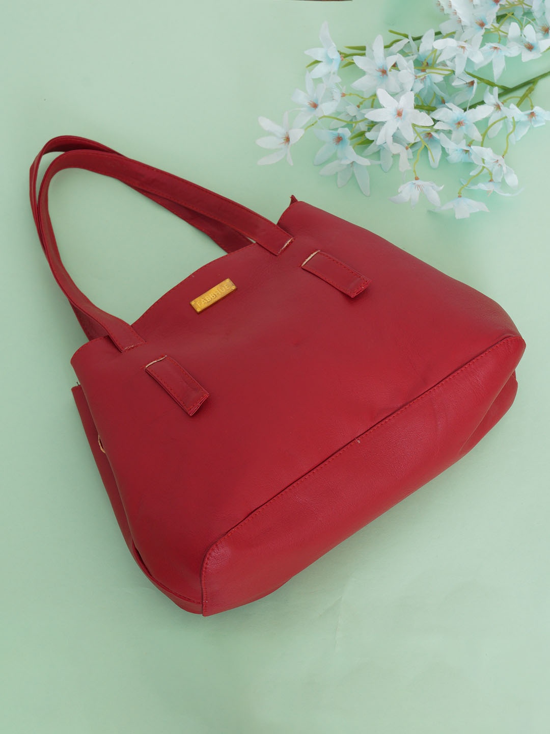 

FABBHUE Red Solid PU Structured Shoulder Bag