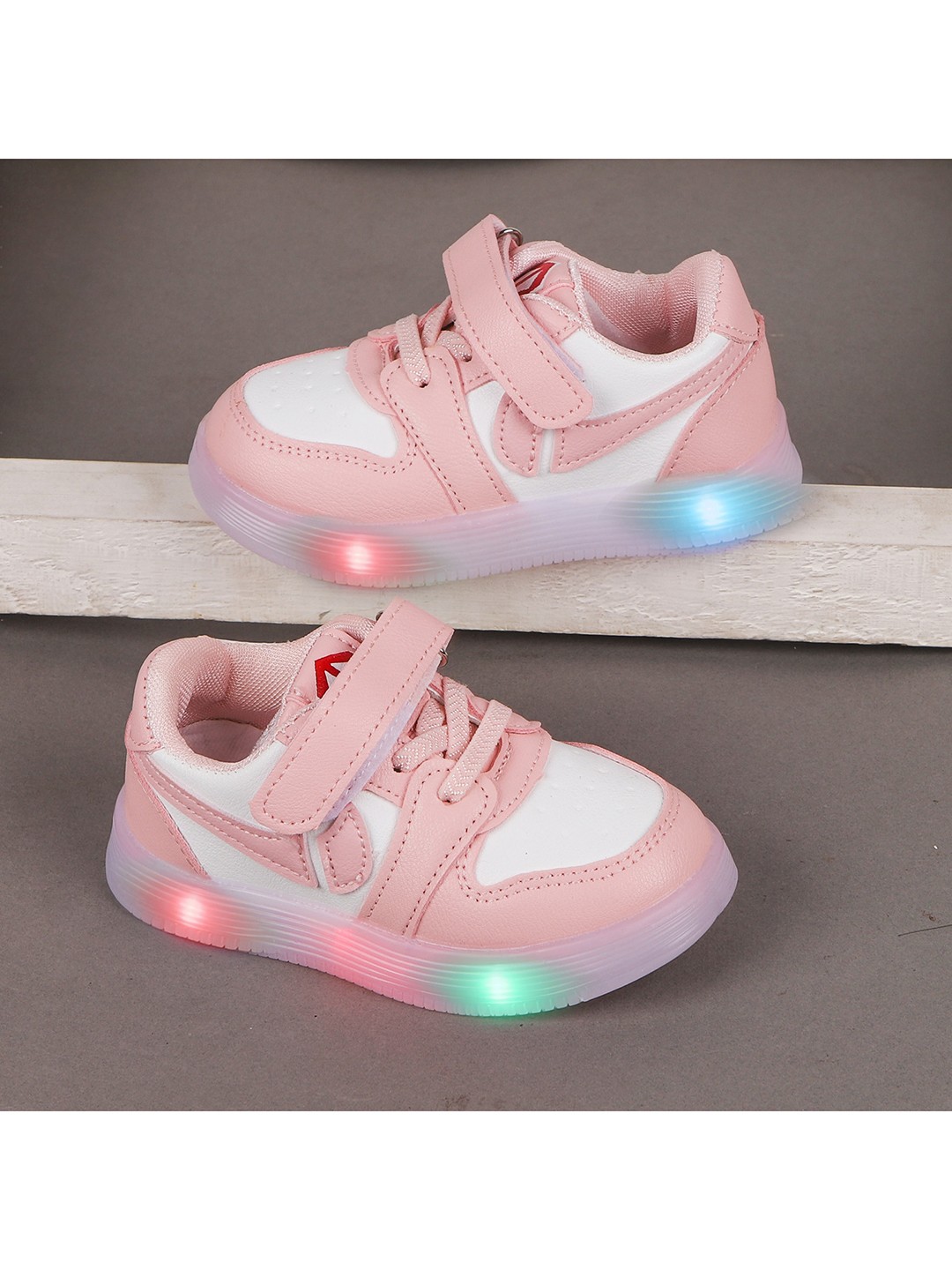 

FEETWELL SHOES Unisex Kids Pink Colourblocked PU Sneakers