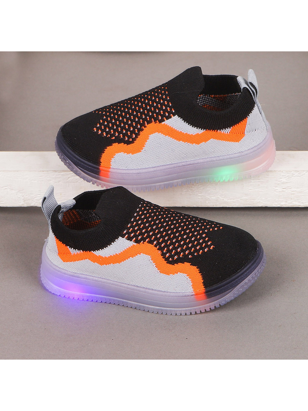 

FEETWELL SHOES Kids Orange Woven Design Sneakers