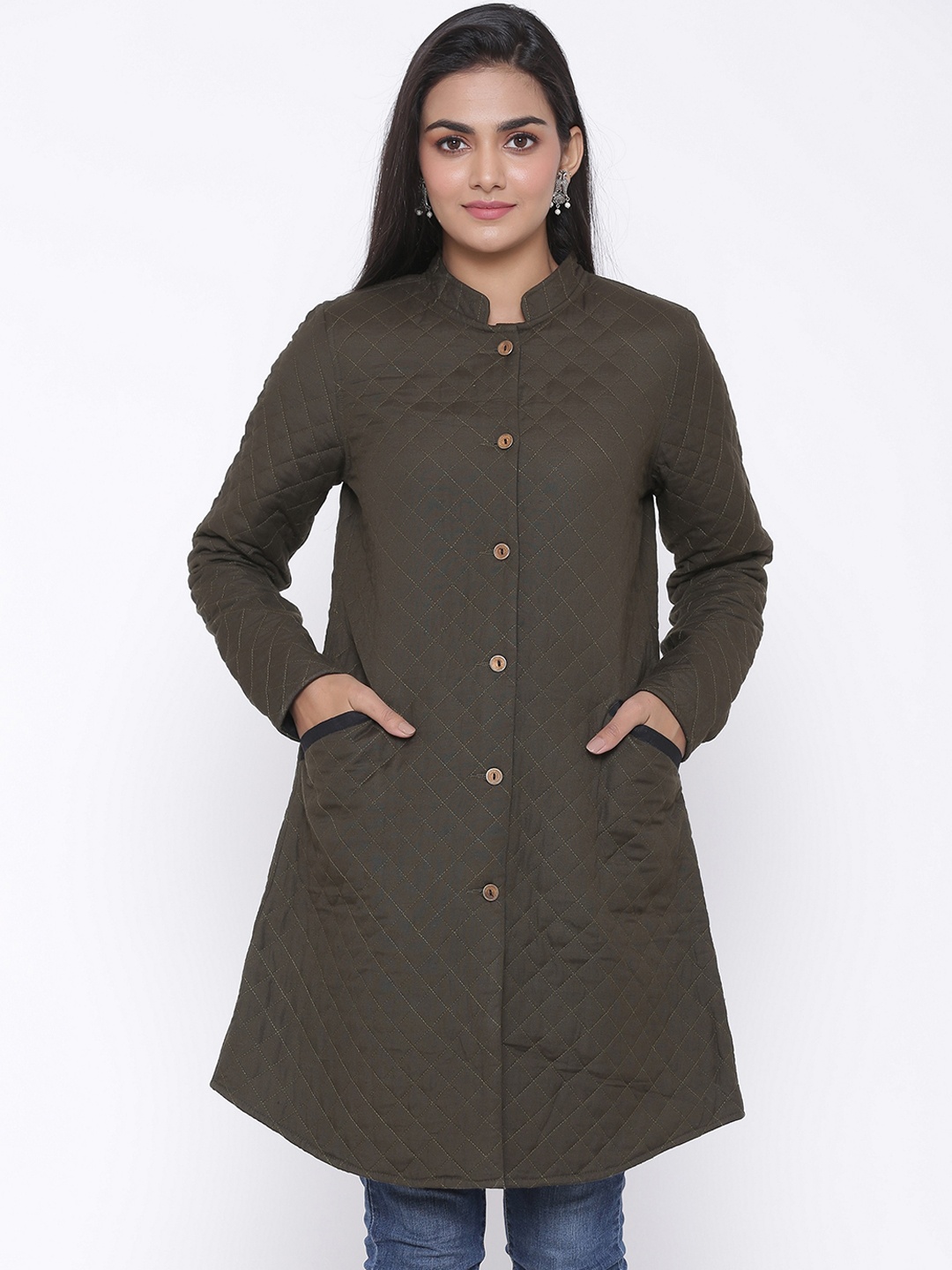 

SUTI Women Green Longline Tailored Jacket