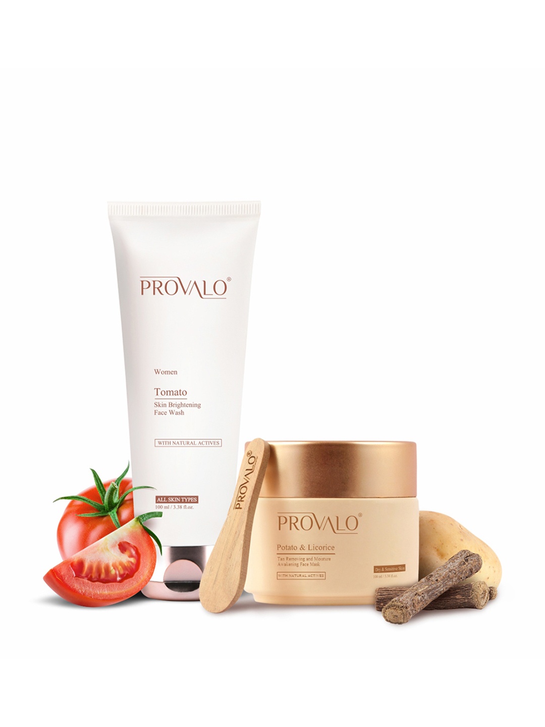 PROVALO Women Combo Of Potato Licorice Face Mask 100 ml & Tomato Face Wash 100 ml, Beige