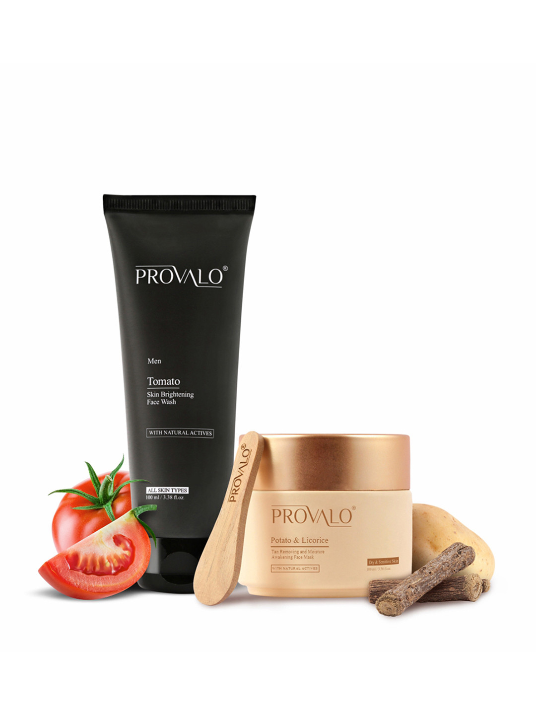 

PROVALO Men Combo Of Potato Licorice Face Mask 100 ml & Tomato Face Wash 100 ml, Beige