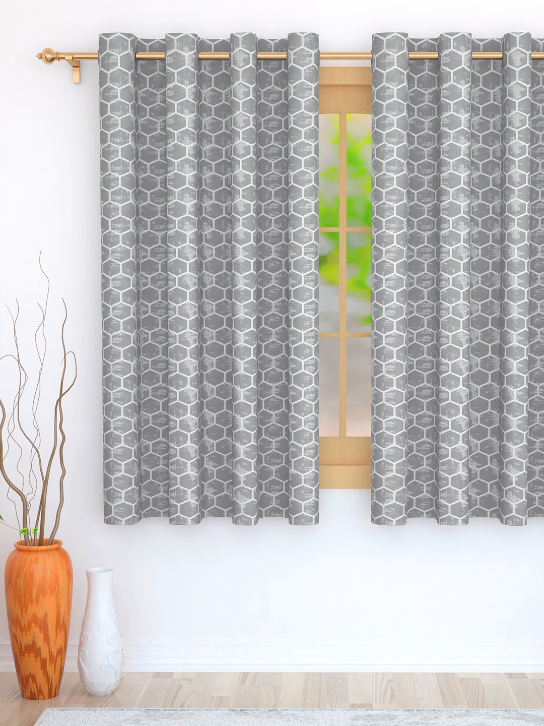 

Story@Home Jacquard 400 GSM 5 feet 1 U Window Curtain, Grey