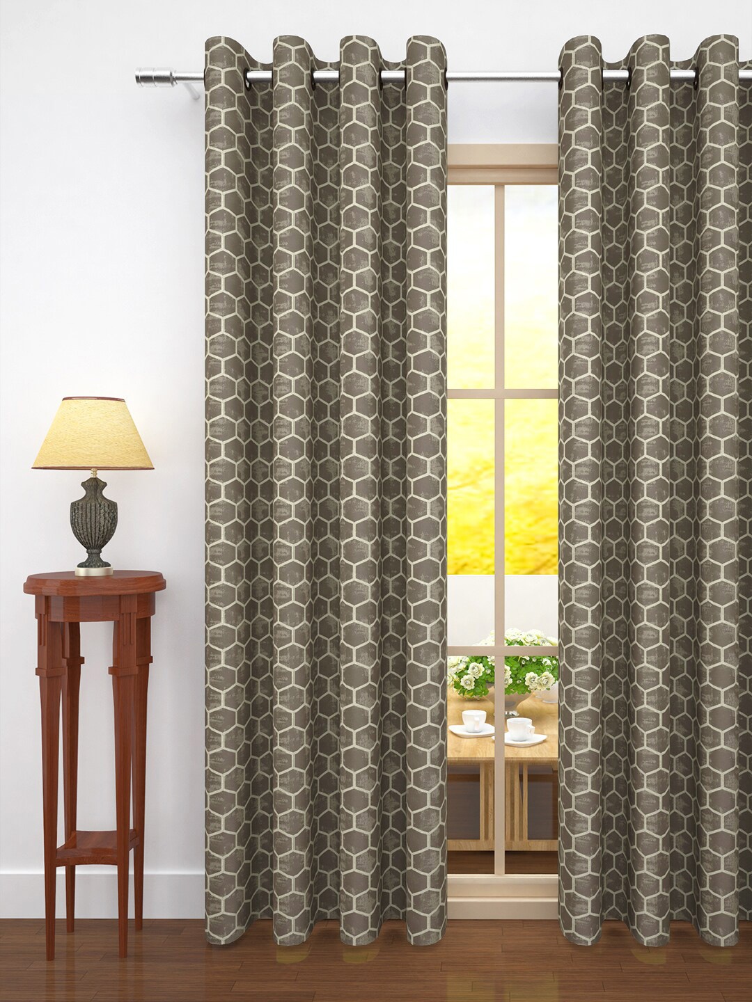 

Story@Home Jacquard 400 GSM 7 feet 1 U Door Curtain, Brown