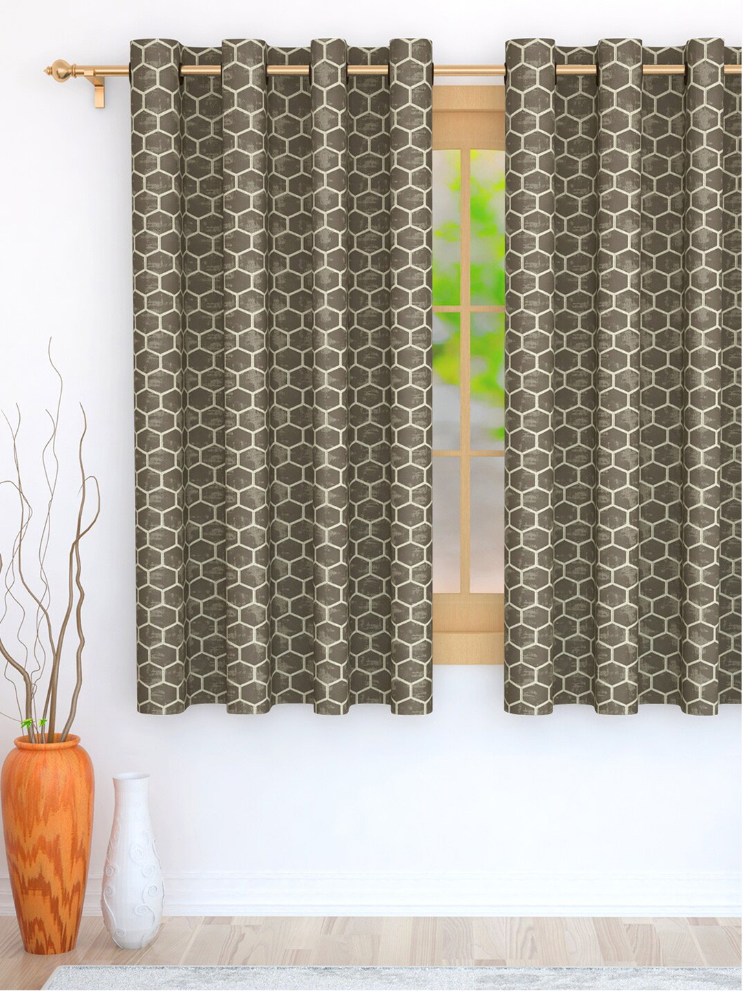 

Story@Home Jacquard 400 GSM 5 feet 1 U Window Curtain, Brown
