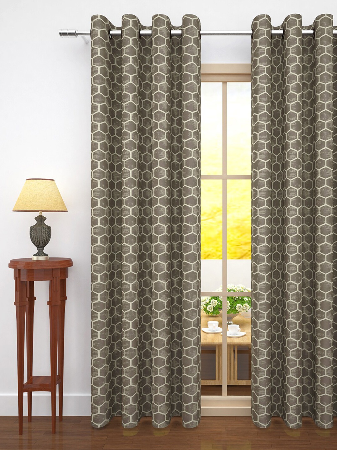 

Story@Home Jacquard 400 GSM 9 feet 1 U Long Door Curtain, Brown