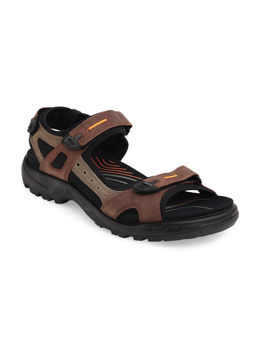 

ECCO Men Brown Solid Leather Sports Sandals