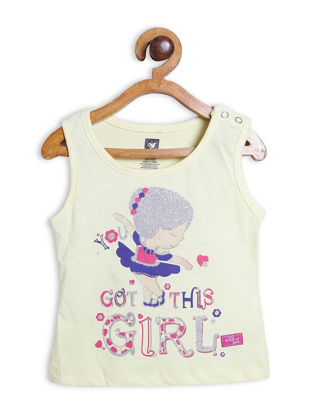 

612League Girls Yellow & Blue Printed Sleeveless Top
