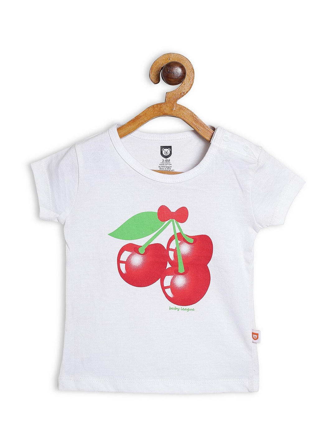 

612League Girls White & Red Print Top