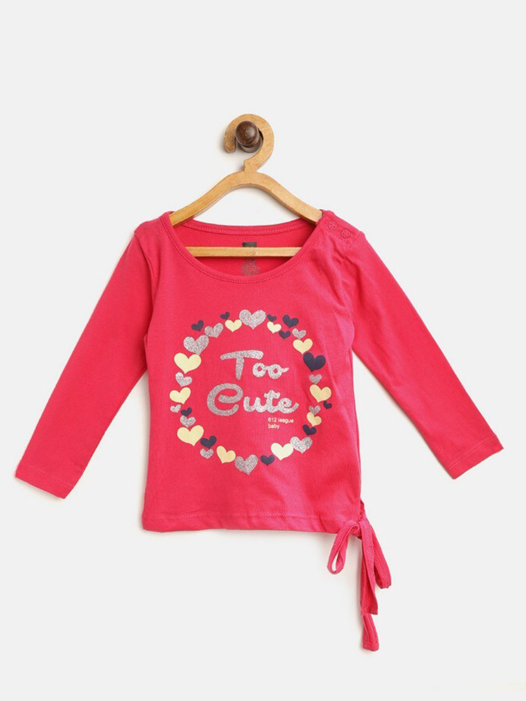 

612League Girls Fuchsia Printed Top